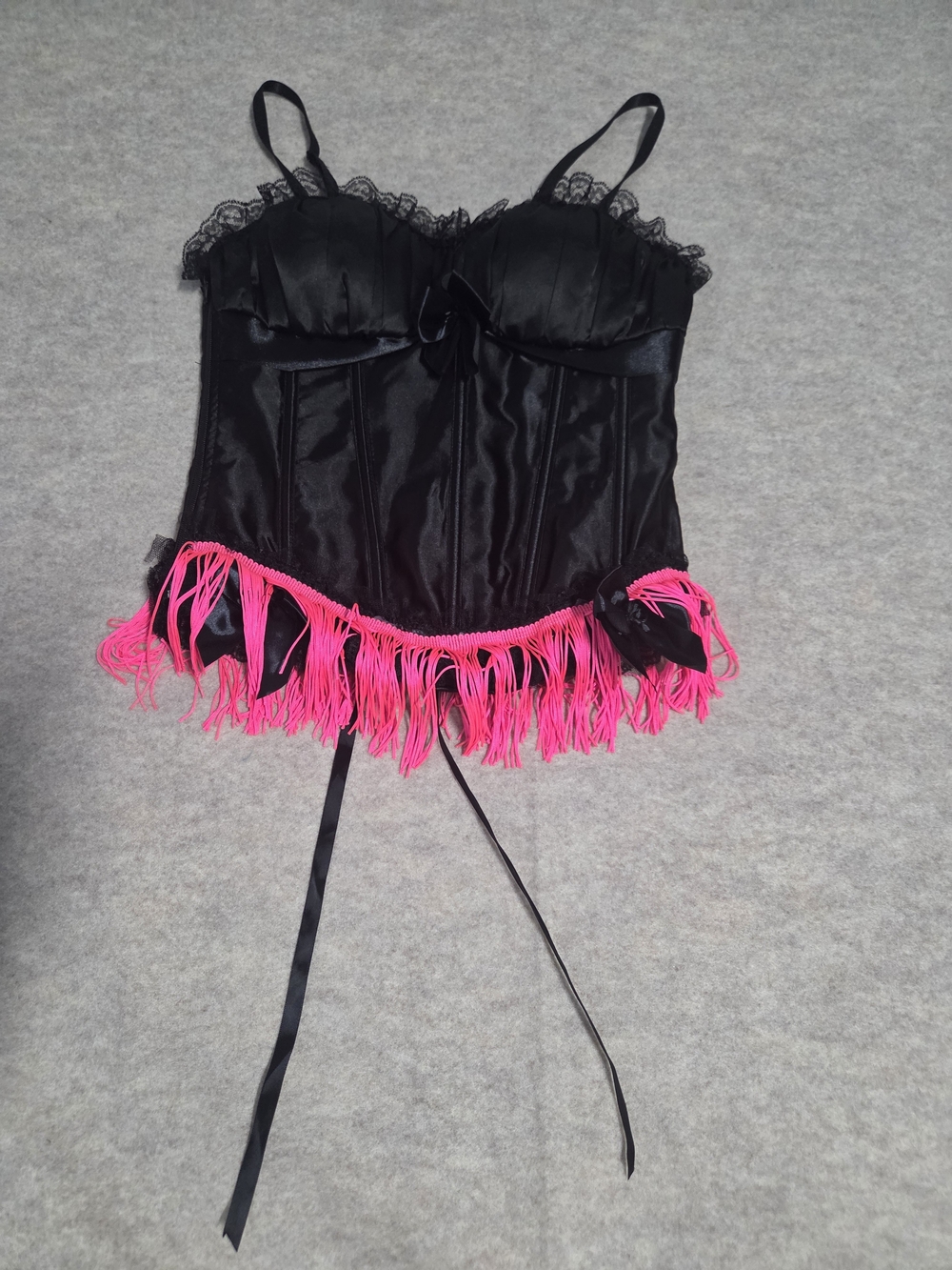 Black Corset Y2k Fringe Mall Goth Scene Queen Scenecore Size M